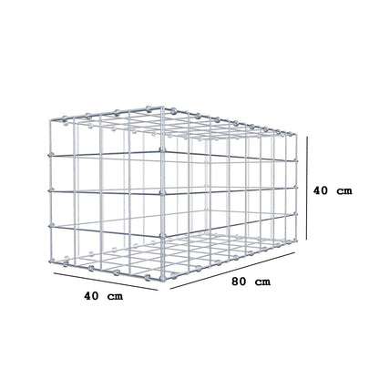 Gabion 80 cm x 40 cm x 40 cm (L x H x D), maskestørrelse 10 x 10 cm, spiralring