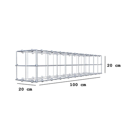Gabion 100 cm x 20 cm x 20 cm (L x H x D), mesh size 10 x 10 cm, spiral ring