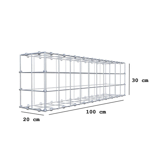 Schanskorf 100 cm x 30 cm x 20 cm (L x H x D), maaswijdte 10 x 10 cm, spiraalring