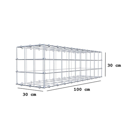 Schanskorf 100 cm x 30 cm x 30 cm (L x H x D), maaswijdte 10 x 10 cm, spiraalring