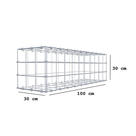 Gavión 100 cm x 30 cm x 30 cm (L x A x P), malla 10 x 10 cm, anillo en espiral