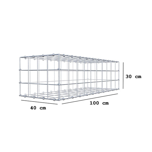 Gavión 100 cm x 30 cm x 40 cm (L x A x P), malla 10 x 10 cm, anillo en espiral