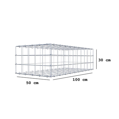 Gabion 100 cm x 30 cm x 50 cm (L x H x D), mesh size 10 x 10 cm, spiral ring