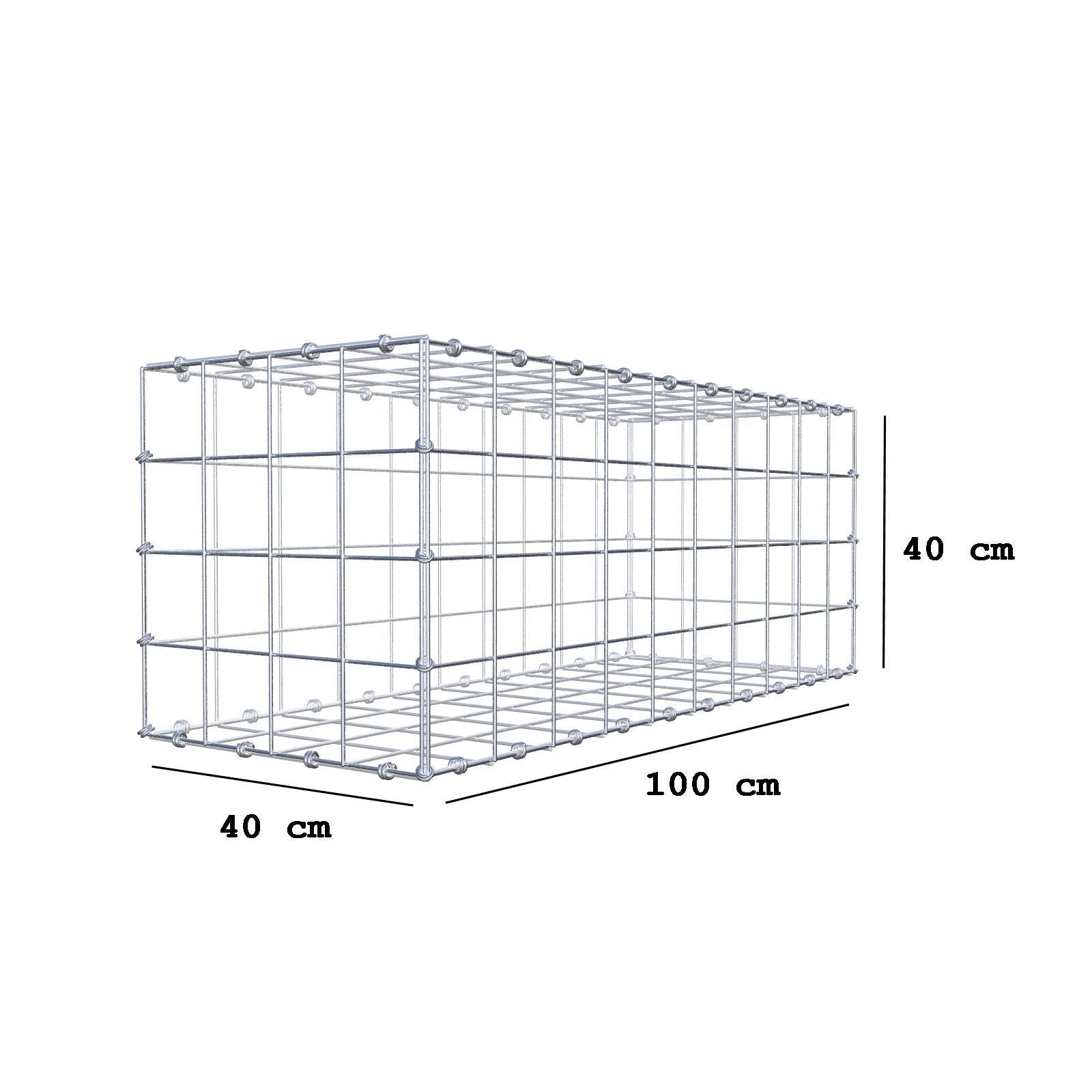 Schanskorf 100 cm x 40 cm x 40 cm (L x H x D), maaswijdte 10 x 10 cm, spiraalring
