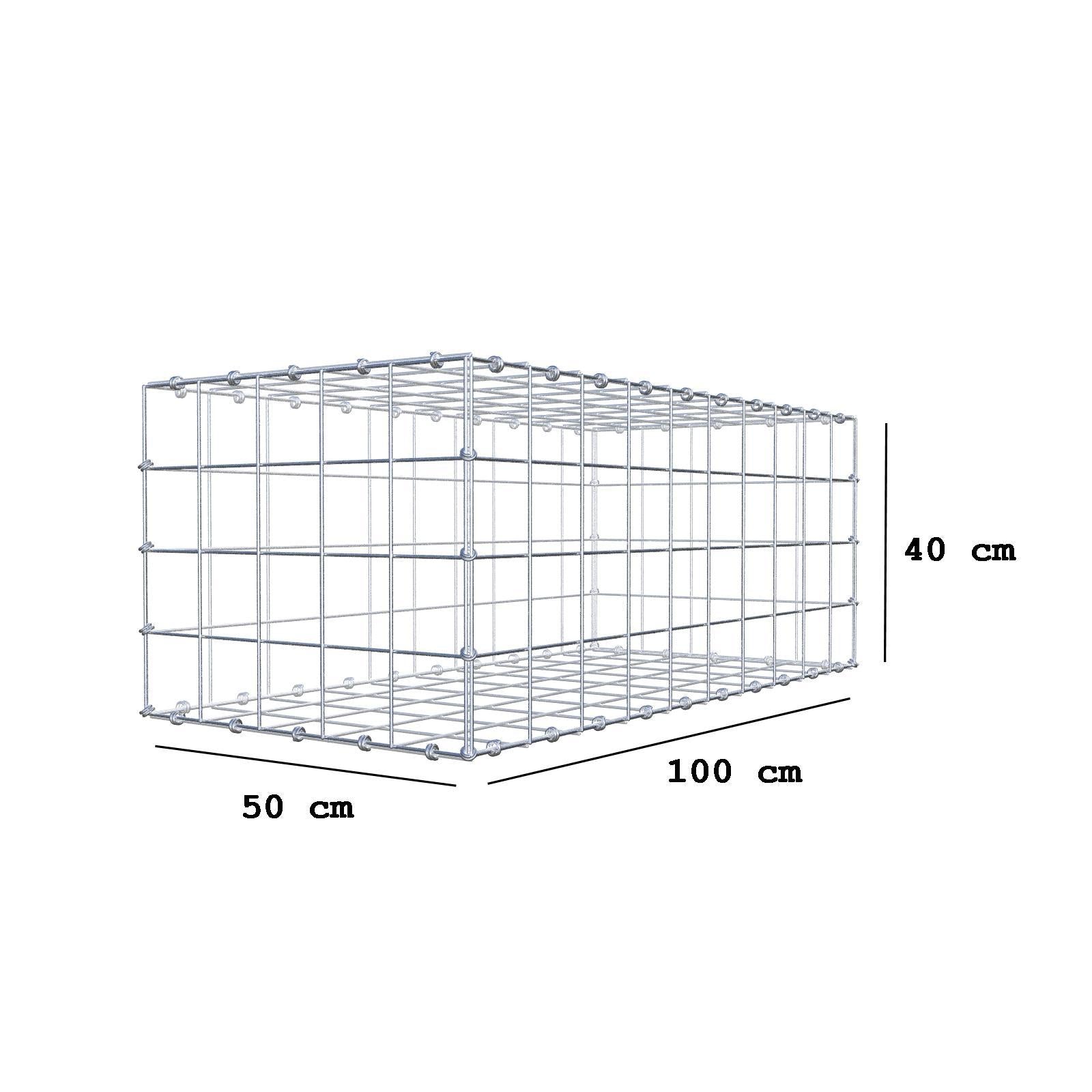 Schanskorf 100 cm x 40 cm x 50 cm (L x H x D), maaswijdte 10 x 10 cm, spiraalring