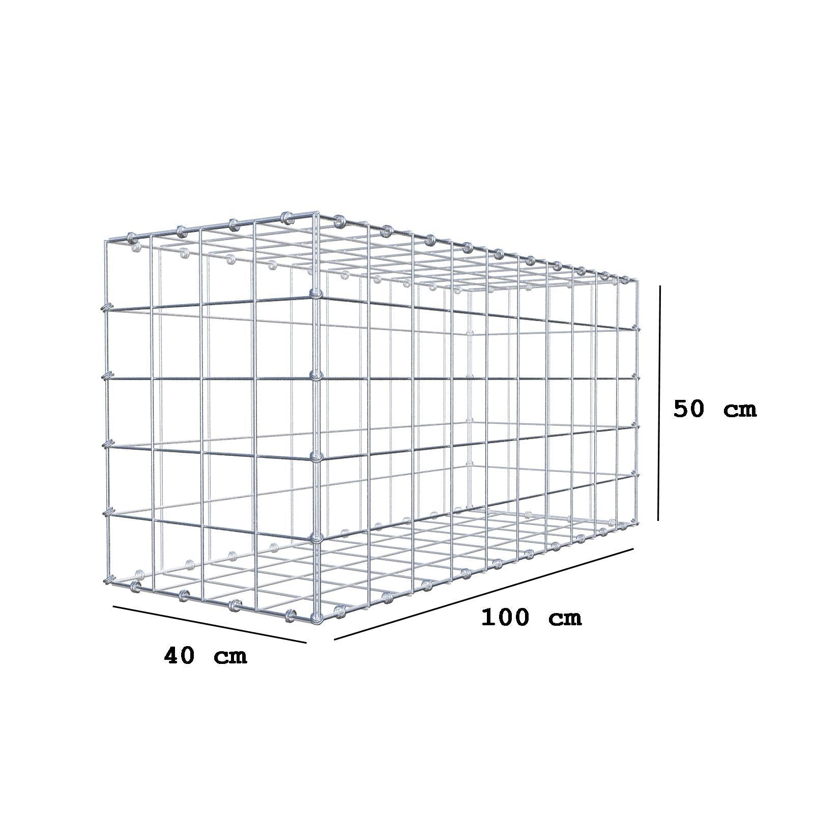 Schanskorf 100 cm x 50 cm x 40 cm (L x H x D), maaswijdte 10 x 10 cm, spiraalring