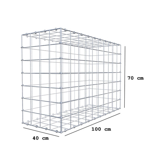 Gavión 100 cm x 70 cm x 40 cm (L x A x P), luz de malla 10 x 10 cm, anillo en espiral