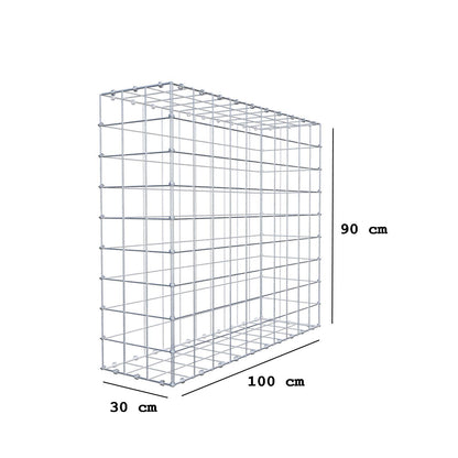 Gavión 100 cm x 90 cm x 30 cm (L x A x P), luz de malla 10 x 10 cm, anillo en espiral
