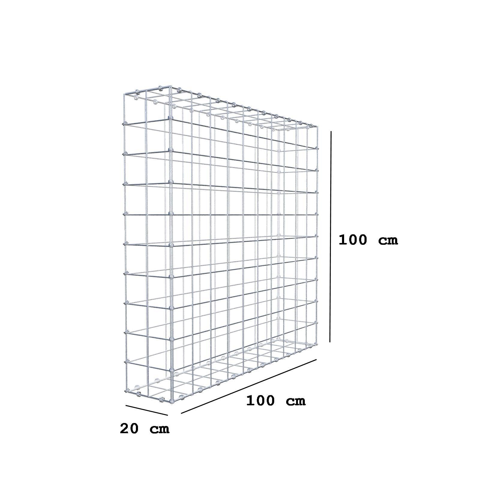 Schanskorf 100 cm x 100 cm x 20 cm (L x H x D), maaswijdte 10 x 10 cm, spiraalring