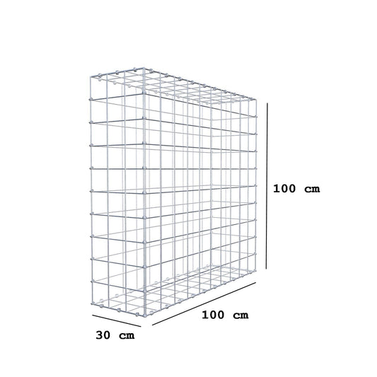 Gabion 100 cm x 100 cm x 30 cm (L x H x D), maskstorlek 10 x 10 cm, spiralring