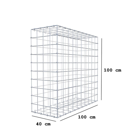 Gabion 100 cm x 100 cm x 40 cm (L x H x D), maskestørrelse 10 x 10 cm, spiralring