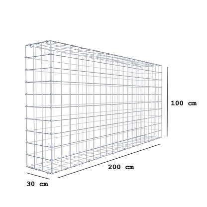Gabion 200 cm x 100 cm x 30 cm (L x H x D), mesh size 10 x 10 cm, spiral ring