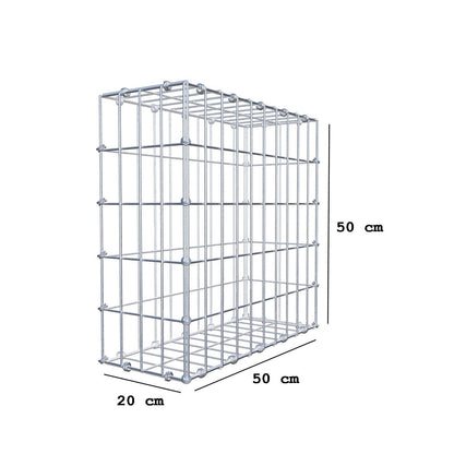 Gabion 50 cm x 50 cm x 20 cm (L x H x D), maskstorlek 5 x 10 cm, spiralring