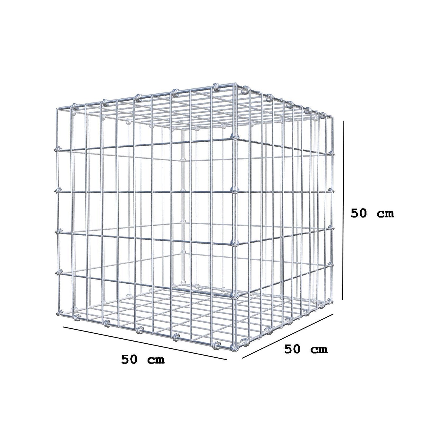 Gabion 50 cm x 50 cm x 50 cm (L x H x D), maskstorlek 5 x 10 cm, spiralring