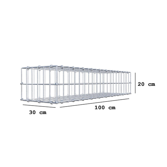 Gabione 100 cm x 20 cm x 30 cm (L x H x T), Maschenweite 5 x 10 cm, Spiralring