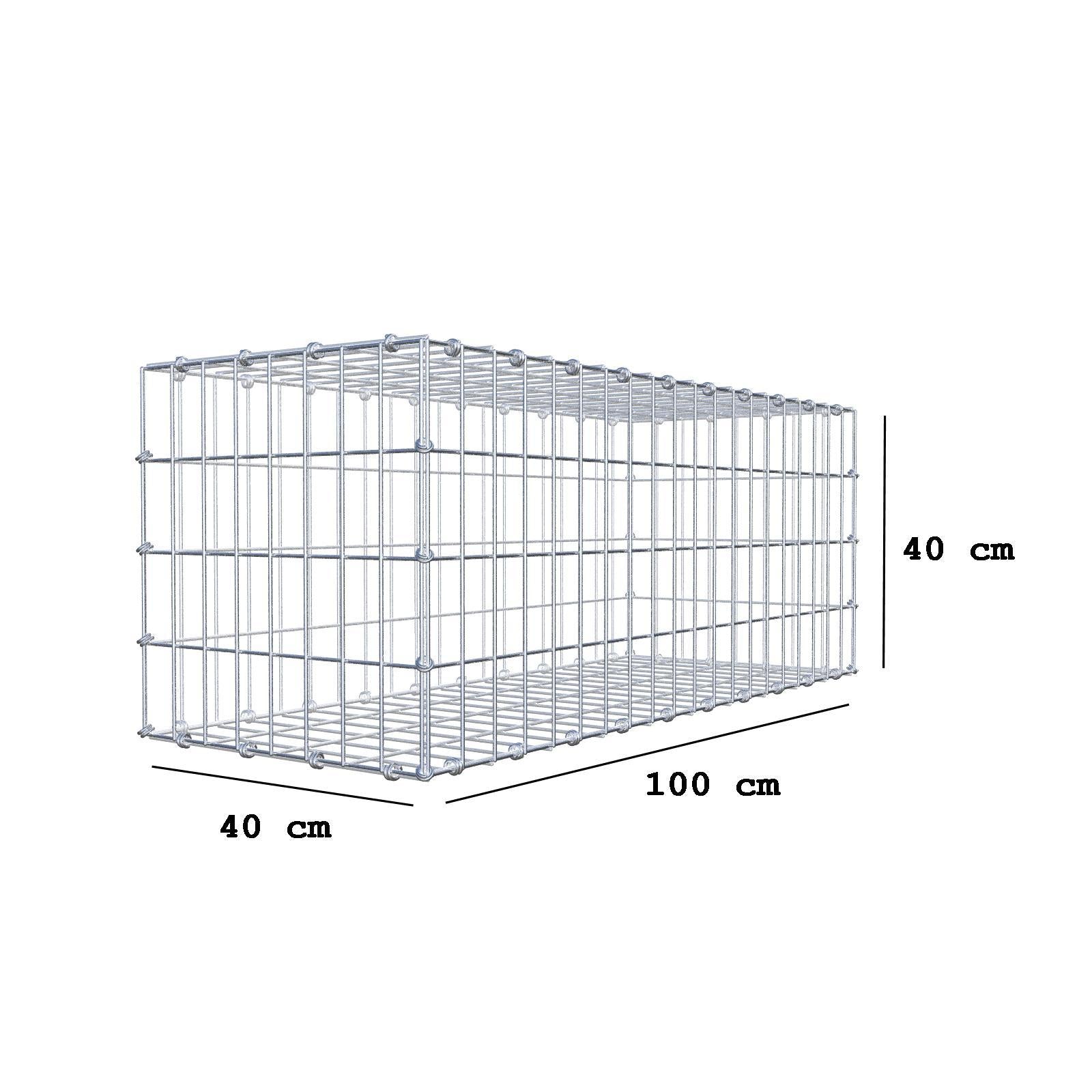 Gabião 100 cm x 40 cm x 40 cm (C x A x P), malhagem 5 x 10 cm, anel espiral