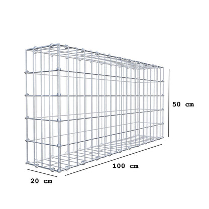 Gabion 100 cm x 50 cm x 20 cm (L x H x P), mailles 5 x 10 cm, anneau en spirale