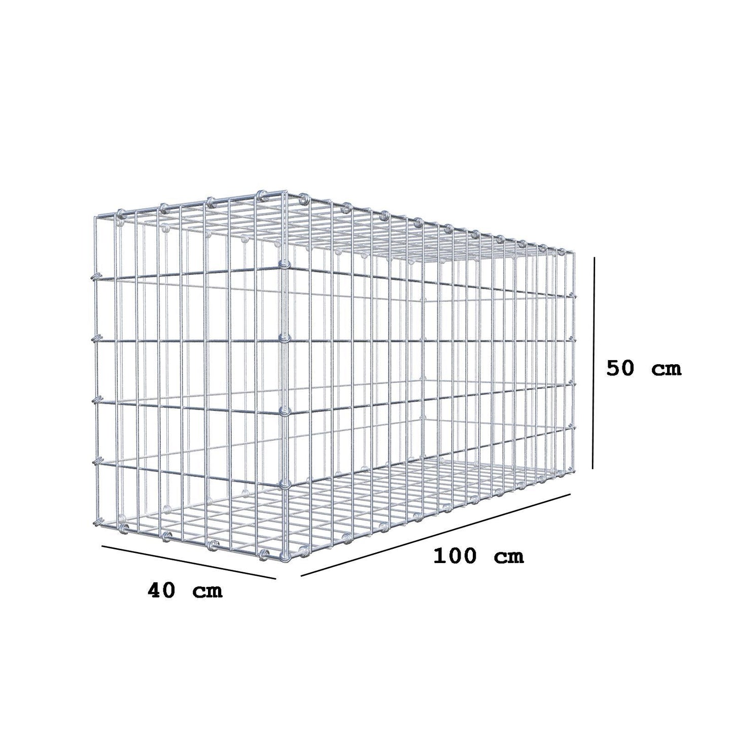 Gabion 100 cm x 50 cm x 40 cm (L x H x D), mesh size 5 x 10 cm, spiral ring