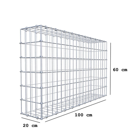 Gabion 100 cm x 60 cm x 20 cm (L x H x D), mesh size 5 x 10 cm, spiral ring