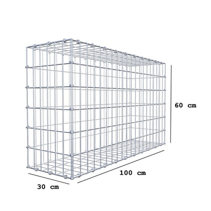 Gabion 100 cm x 60 cm x 30 cm (L x H x D), maskstorlek 5 x 10 cm, spiralring