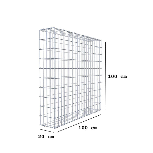 Gabion 100 cm x 100 cm x 20 cm (L x H x D), maskstorlek 5 x 10 cm, spiralring