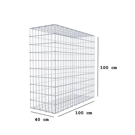 Gabion 100 cm x 100 cm x 40 cm (L x H x D), maskestørrelse 5 x 10 cm, spiralring