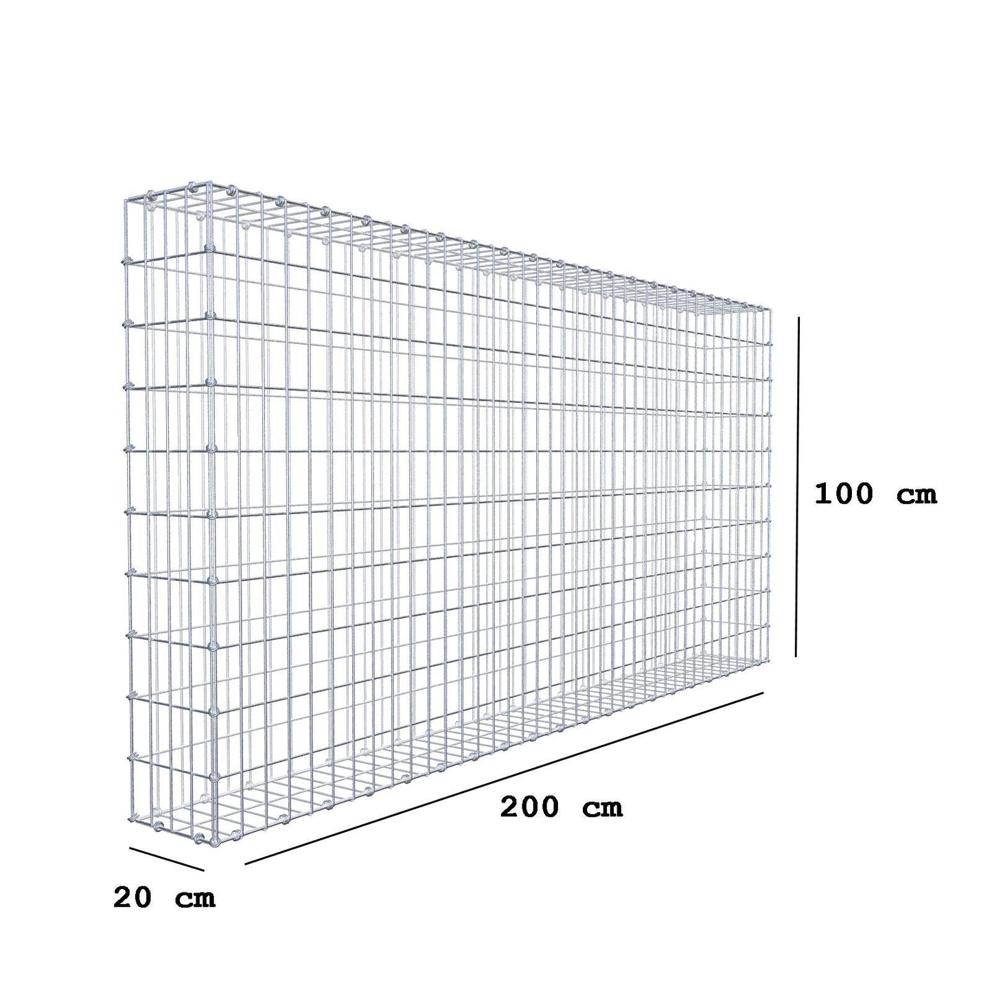 Gabion 200 cm x 100 cm x 20 cm (L x H x P), mailles 5 x 10 cm, anneau en spirale