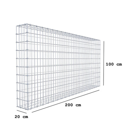 Gabion 200 cm x 100 cm x 20 cm (L x H x P), mailles 5 x 10 cm, anneau en spirale