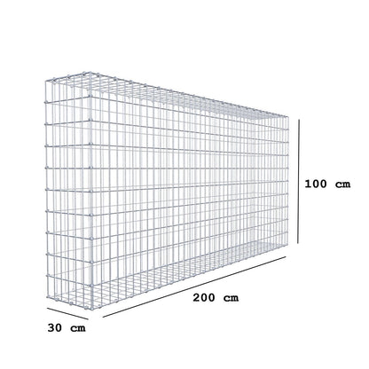 Gabion 200 cm x 100 cm x 30 cm (L x H x P), mailles 5 x 10 cm, anneau en spirale