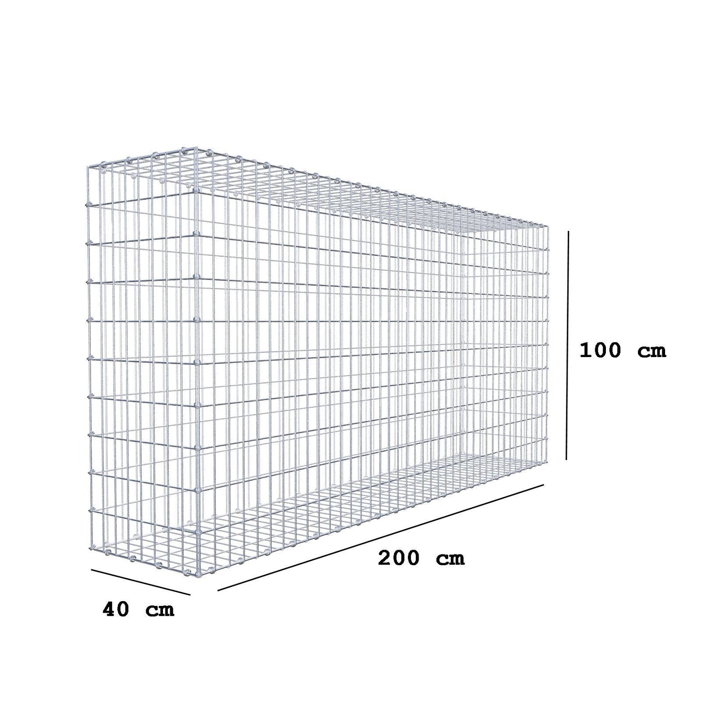 Schanskorf 200 cm x 100 cm x 40 cm (L x H x D), maaswijdte 5 x 10 cm, spiraalring