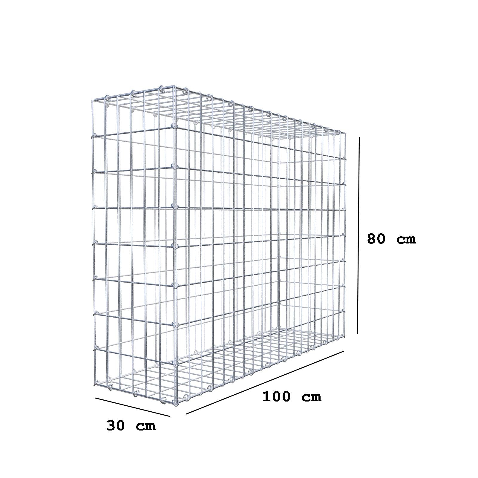 Gabion 100 cm x 80 cm x 30 cm (L x H x D), mesh size 5 cm x 10 cm, C-ring