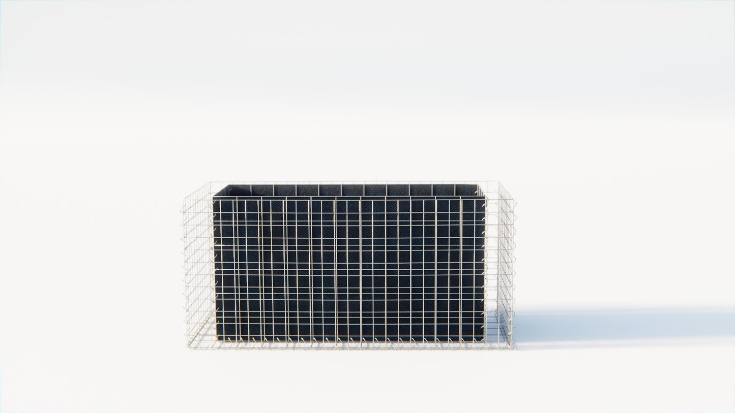 Canteiro quadrado elevado 130 cm x 60 cm x 60 cm (C x A x P), tamanho da malha 5 x 10 cm, espessura da parede 10 cm