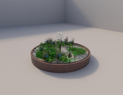 Gabião para lago elevado redondo, diâmetro exterior 412 cm, altura 50 cm, dimensão da malha 5 x 5 cm, espessura da parede 15 cm