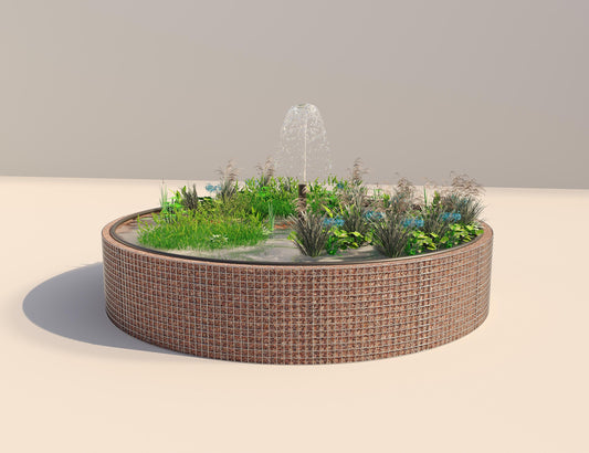 Gabbione per laghetti rialzati rotondo, diametro esterno 412 cm, altezza 80 cm, maglia 5 x 5 cm, spessore parete 15 cm