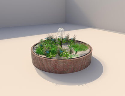 Estanque elevado de gaviones redondo, diámetro exterior 412 cm, altura 80 cm, luz de malla 5 x 5 cm, espesor de pared 15 cm