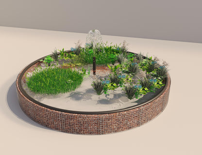 Tanque elevado de gabiões, redondo, diâmetro exterior 472 cm, altura 50 cm, dimensão da malha 5 x 5 cm, espessura da parede 15 cm