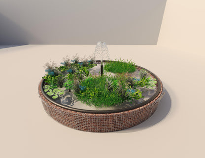 Gabion verhoogde vijver rond, buitendiameter 502 cm, hoogte 50 cm, maaswijdte 5 x 5 cm, wanddikte 15 cm