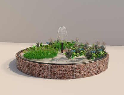 Gabion verhoogde vijver rond, buitendiameter 502 cm, hoogte 50 cm, maaswijdte 5 x 5 cm, wanddikte 15 cm