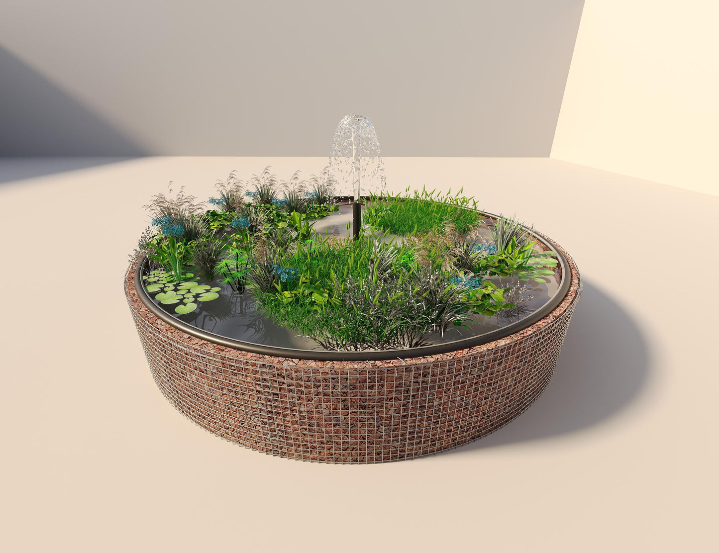 Gabion raised pond round, outer diameter 502 cm, height 80 cm, mesh size 5 x 5 cm, wall thickness 15 cm