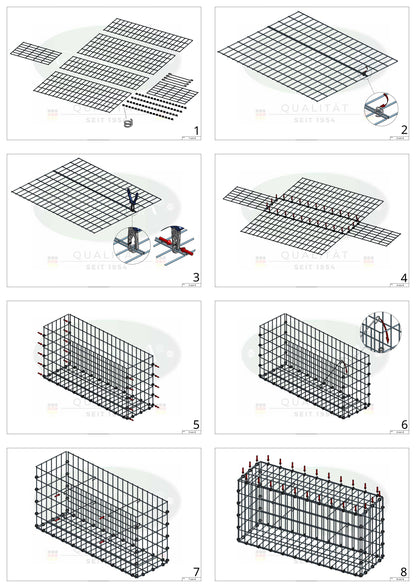 Gabion 200 cm x 100 cm x 50 cm (L x H x P), mailles 5 x 10 cm, anneau en spirale