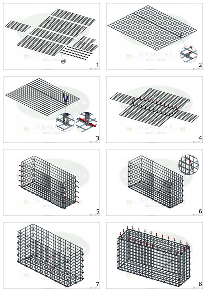Gabion 80 cm x 40 cm x 20 cm (L x H x D), maskstorlek 5 x 5 cm, spiralring