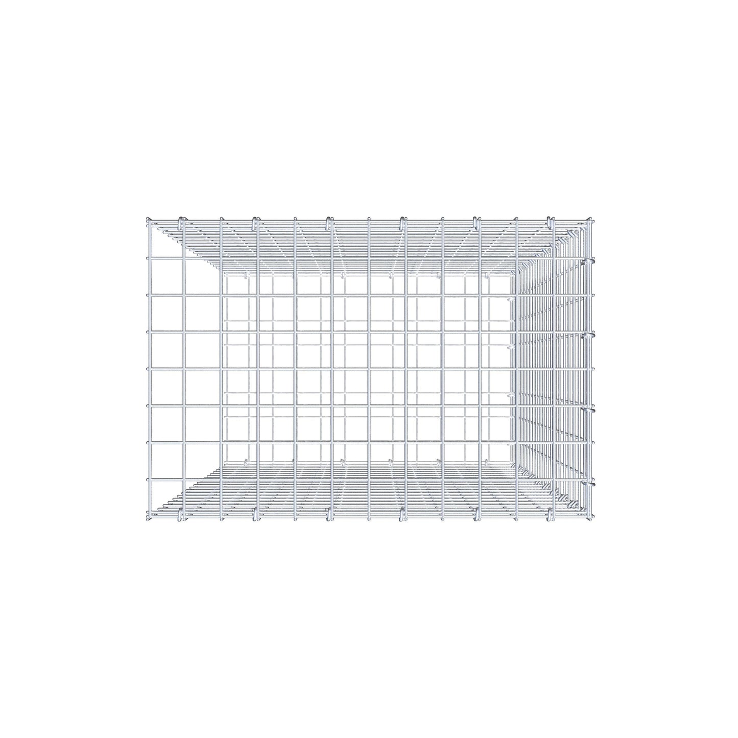 Typ 2 påbyggnadsgabion 100 cm x 60 cm x 40 cm (L x H x D), maskstorlek 5 cm x 5 cm, C-ring