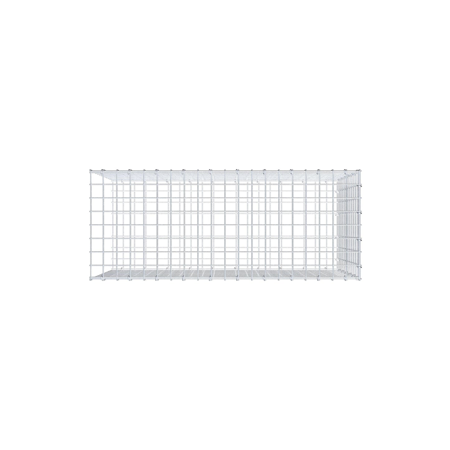Typ 2 påbyggnadsgabion 100 cm x 60 cm x 40 cm (L x H x D), maskstorlek 5 cm x 5 cm, C-ring