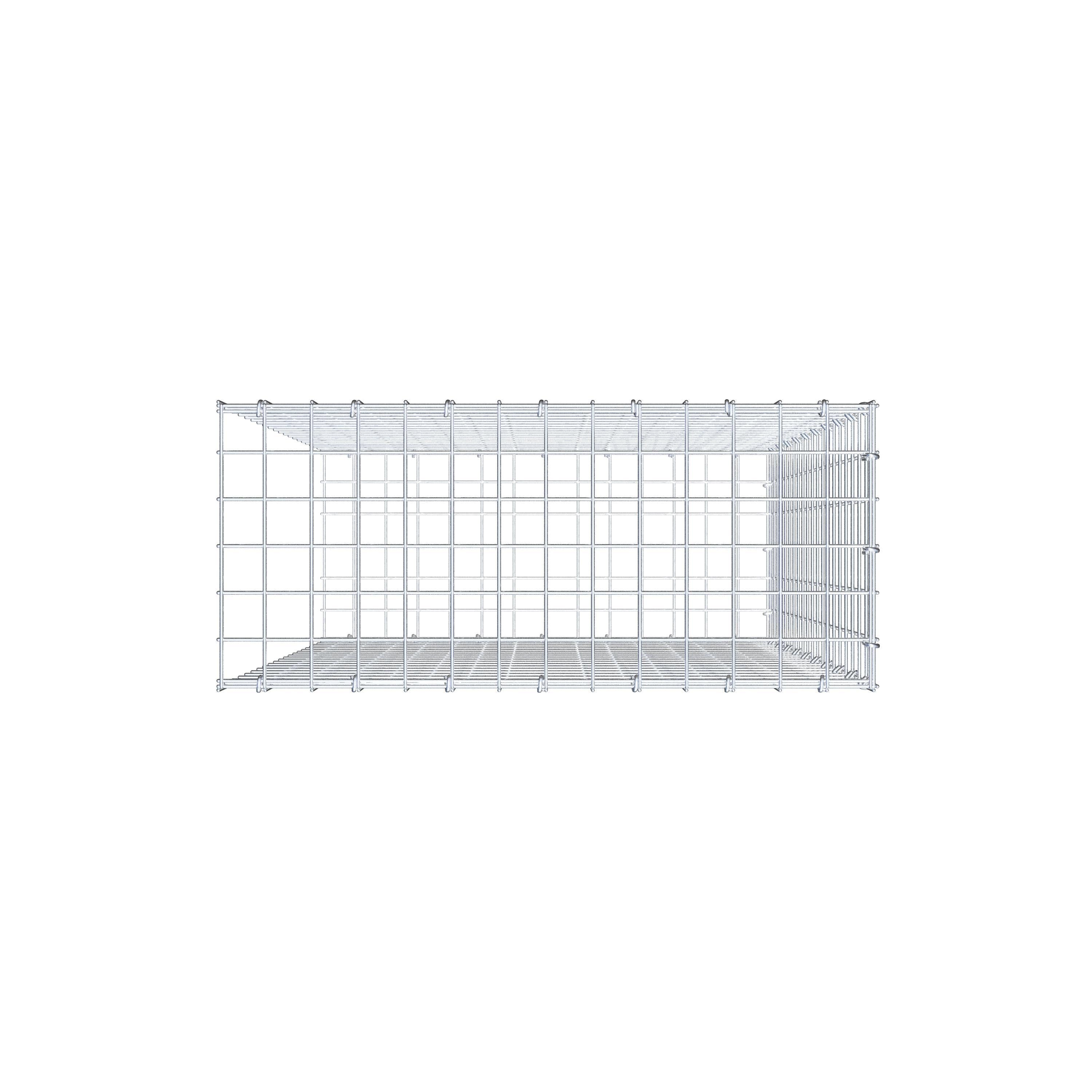 Typ 2 påbyggnadsgabion 100 cm x 70 cm x 30 cm (L x H x D), maskstorlek 5 cm x 5 cm, C-ring