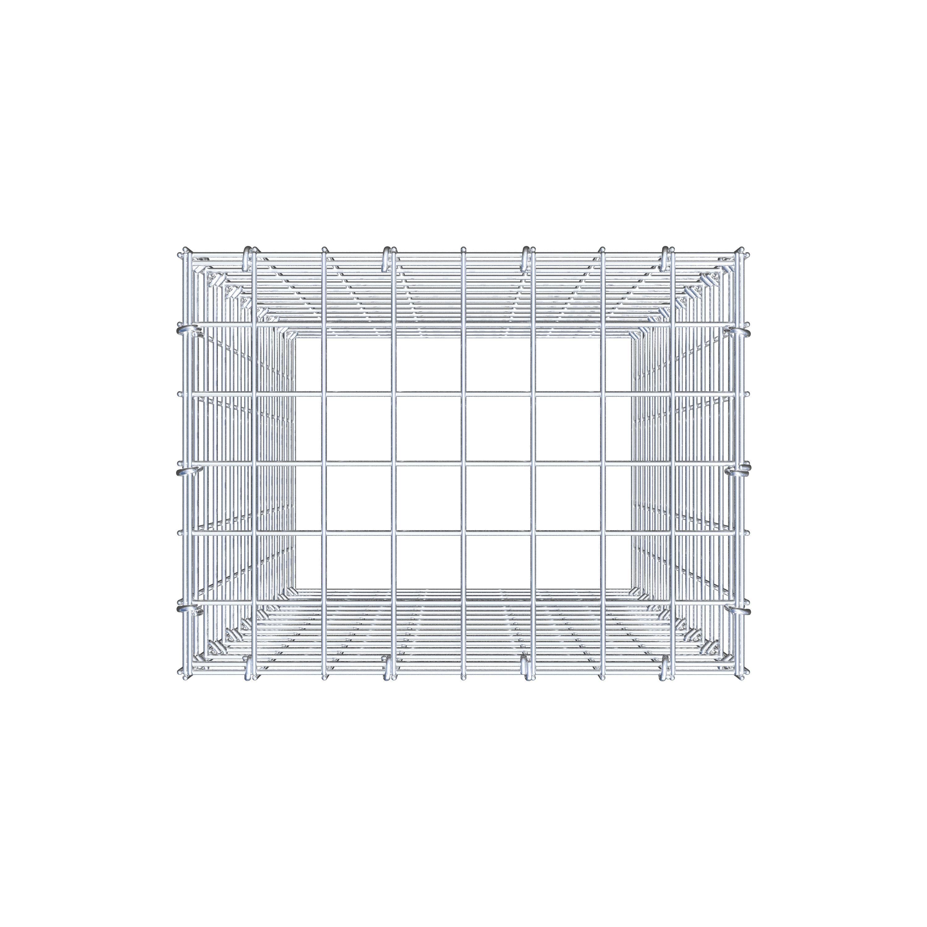 Type 3 oplegkorf 80 cm x 40 cm x 30 cm (L x H x D), maaswijdte 5 cm x 5 cm, C-ring