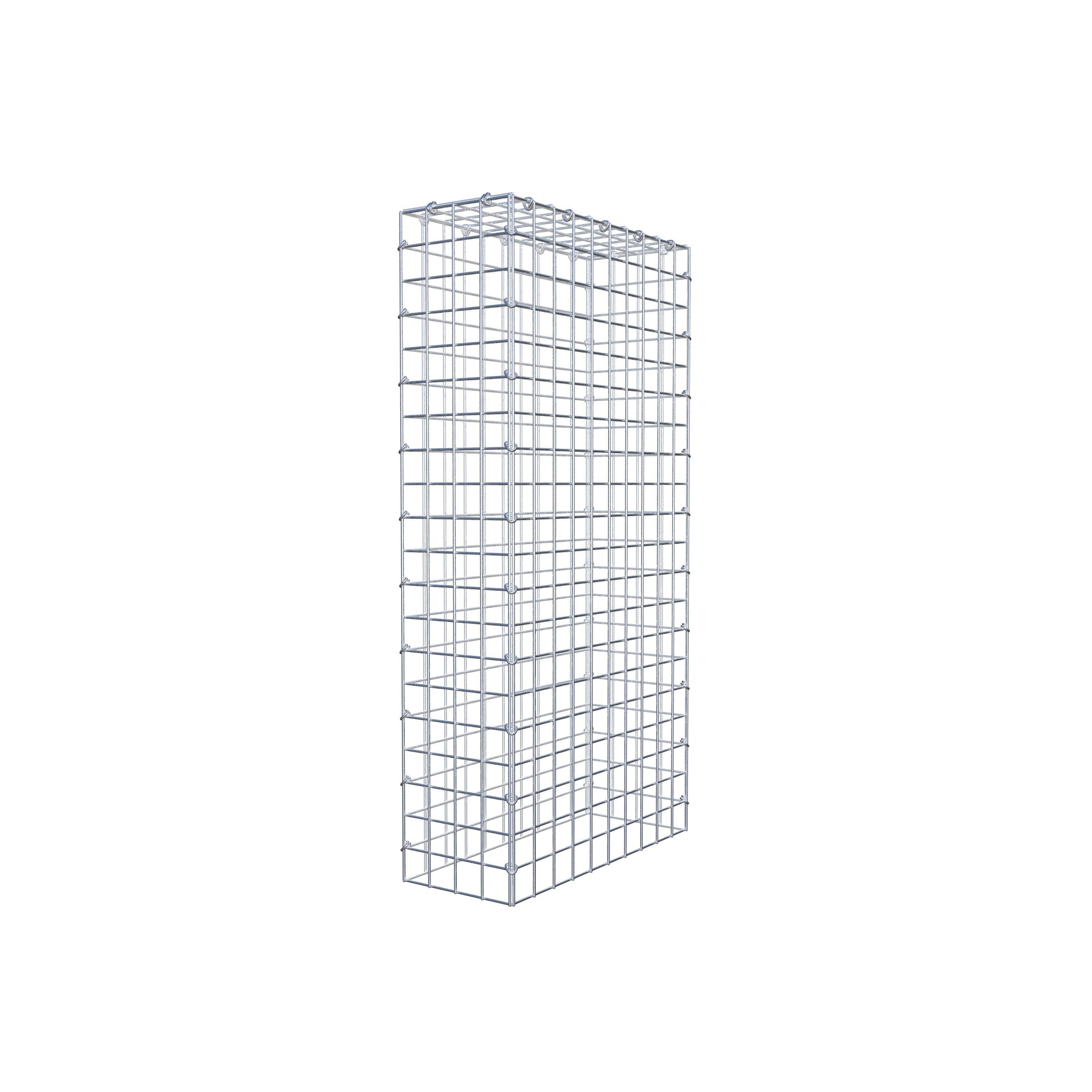 Typ 3 påbyggnadsgabion 100 cm x 50 cm x 20 cm (L x H x D), maskstorlek 5 cm x 5 cm, C-ring