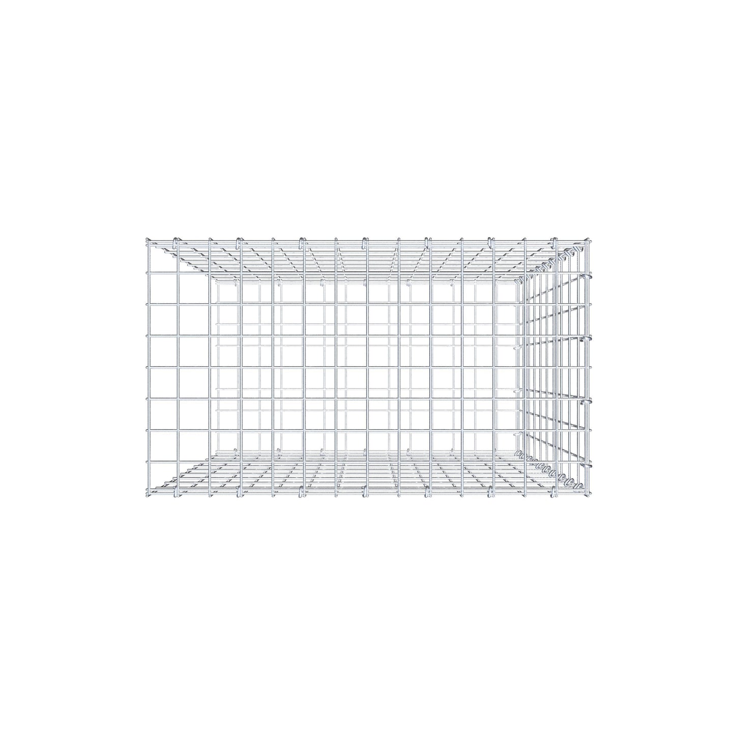 Monteret gabion type 2 100 cm x 70 cm x 40 cm, maskestørrelse 5 cm x 10 cm, C-ring