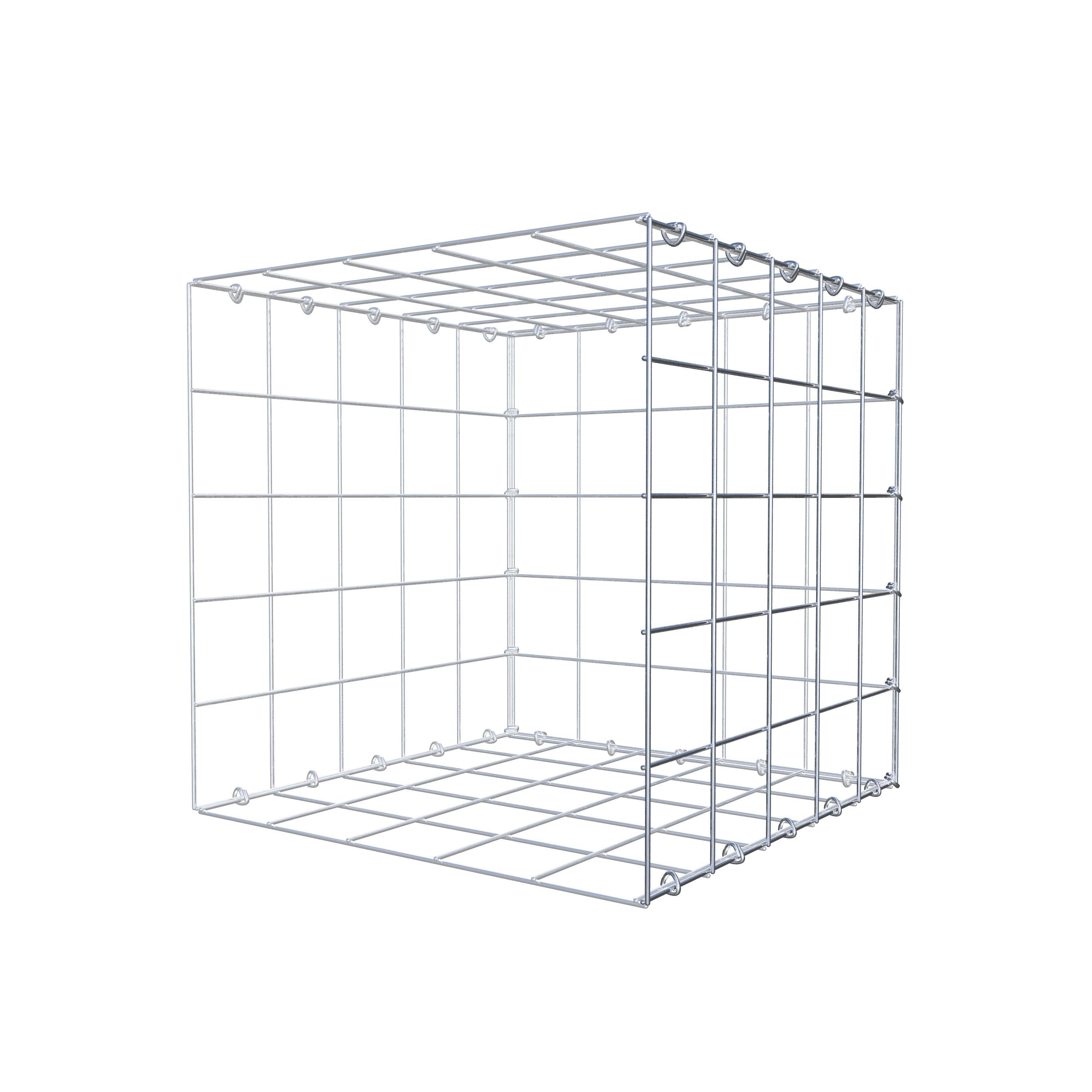 Opbouw schanskorf type 2 50 cm x 50 cm x 50 cm (L x H x D), maaswijdte 10 cm x 10 cm, C-ring