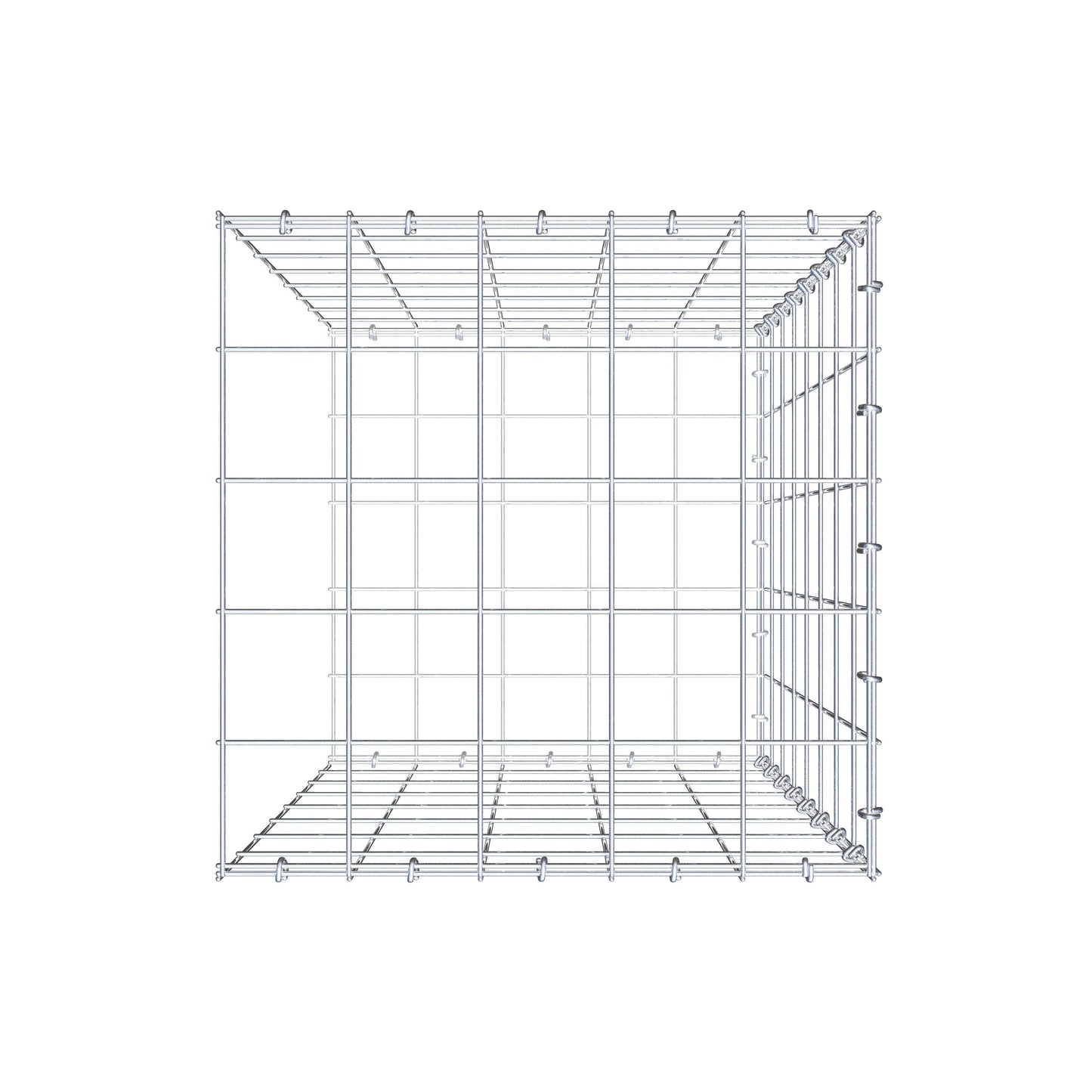Monteret gabion type 2 80 cm x 50 cm x 50 cm (L x H x D), maskestørrelse 10 cm x 10 cm, C-ring