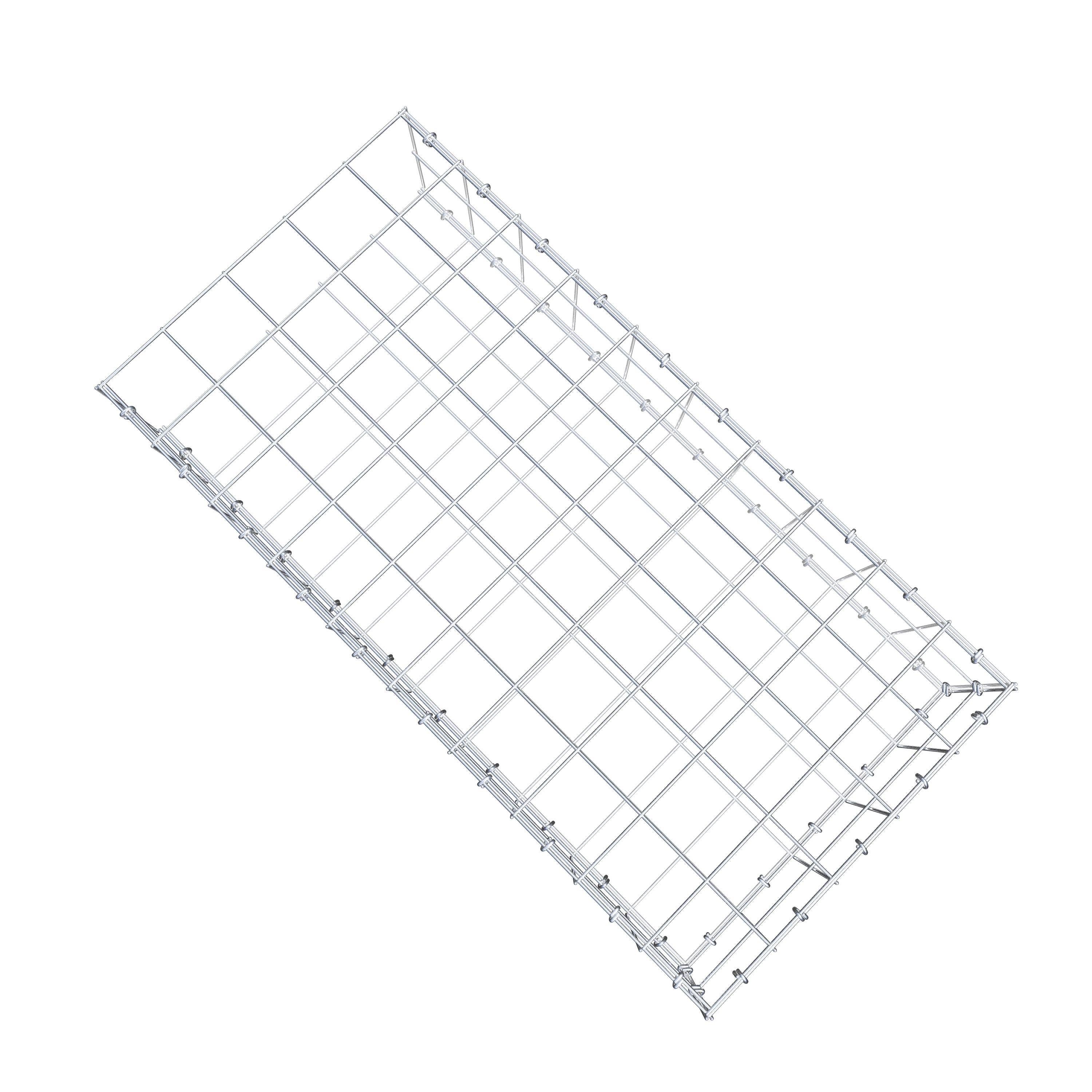 Type 2 oplegkorf 100 cm x 20 cm x 50 cm (L x H x D), maaswijdte 10 cm x 10 cm, C-ring